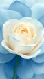 Placeholder: Create a detailed digital illustration of a white rose in soft and abstract style. The background should be composed of blue petals that gradually transition to a creamy butter-colored center, with the petal tips delicately tinted in a noble, pale blue. The transitions between colors should be seamless and smooth, with no sharp edges, giving the petals an ethereal, veil-like, silky appearance. Focus on capturing the soft texture and gentle flow of the tulip petals, creating a dreamy and elega