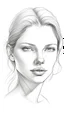 Placeholder: A beautiful face of white woman all white on a white background, pencil sketch drawing style