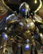 Placeholder: An armor made of a mixture of steel and leather, worn by a strong commander with magical power infinity gauntlet has six infinity stones And two big wings on his back