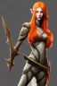 Placeholder: painting of a tall elven young woman with short light orange hair and freckles on the cheak bones and tall body of a topmodel light clothes, long shot, ultra realistic, concept art, intricate details, eerie, highly detailed, photorealistic, octane render, 8 k, unreal engine. art by artgerm and greg rutkowski and charlie bowater and magali villeneuve and alphonse mucha