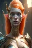 Placeholder: painting of a tall elven young woman with short light orange hair and freckles on the cheak bones and tall body of a topmodel light armor, full body, ultra realistic, concept art, intricate details, eerie, highly detailed, photorealistic, octane render, 8 k, unreal engine. art by artgerm and greg rutkowski and charlie bowater and magali villeneuve and alphonse mucha