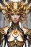 Placeholder: Halfbody Facing front Gorgeous Photography Beautiful Medusa Queen Cyborg Mecha Robo Golden and jewelry