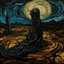 Placeholder: A black dark demented dimension in surrealism art style painted by Vincent van Gogh