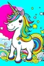 Placeholder: kids illustration, an unicorn, cartoon style, thick line, low details, vivid color