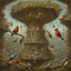 Placeholder: strange hanging garden filled with sinister birds, surreal meander style of Michael Cheval and gerald scarfe, eerie, smooth, trending on Artstation, 16k, intricate detail, hypersurreal.