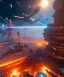 Placeholder: Cyborg space colony with sky full of fire|mdjrny-v4 style| symetric| robot | warfare | space | wide angle| intricate detailed| hyperrealistic| cinematic lighting| cinematic colors|hdr | unreal engine