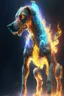 Placeholder: Zombie dog fire humanoid fused ,extremely detailed,crystal clear, mystical colors ,perfectly centered image, perfect composition, rim light, beautiful lighting, 8k, stunning scene, raytracing