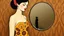 Placeholder: Figura lateral con espejo antiguo — estilo Gustav Klimt