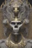 Placeholder: Anunnaki black male African Egyptian alien, cracks in the voodoo head, wicked, eyes, Elephant, 8k, finely detailed, photo realistic, tiger turquoise skull head gold dragon crown space alien snow skeleton gold olmec silver crown silver eyes