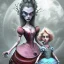 Placeholder: extrem tim burton style of the evil stepsisters, sharp focus, photorealistic eyes