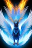 Placeholder: blue phoenix flaming wings, balanced, beautiful, smooth, flying, graceful