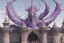 Placeholder: A pale violet fortress with dragon horns designed in ancient Roman mosaics painted by Zosan