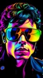 Placeholder: WPAP Pop art style Accurate Michael Jackson Sunglasses outside emboss 3d shiny cubis mirrors glass minimalist Neo Surrealisme Unique surrealistic artwork brutal multicolor neon colors,find details,UHD neons,black background