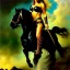 Placeholder: portrait oil on canvas, beautiful busty female Barbarian Warrior, riding a Black Horse,green eyes, ,minimal armor,comic book cover, mystical colors,insanely detailed,realistic,intrincate detail, 16k resolution, masterpiece,Frank Frazetta,Alex Horley, Simon Bisley