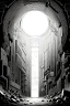 Placeholder: light hole tunnel in the dark, environment, greyscale