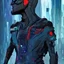 Placeholder: futuristic portrait art of an armored cyberpunk spiderman mixed with batman, futuristic style spiderman x batmam, cyberpunk, artwork by josan gonzalez, game screenshot from cyberpunk 2077