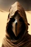 Placeholder: wizard mask light brown hood desert armor smoke