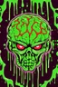 Placeholder: Vintage illustration of a slimey green brain melting, cartoonist animation style, hand drawn, neon lighting, gross art, pop punk, 90s anime inspired, airbrushing, post modern, horror cut, gradient chrome abberations, retro weird drawings, alien brain matter, blood spatter , scifi punk