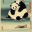 Placeholder: Panda in water smoking by Hokusai