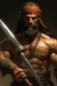 Placeholder: An incredibly muscular, no-eyed Gypsy man wearing a blindfold over his eyes and holding a massive broadsword