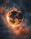 Placeholder: Moon, biological heart, cinematic, {abstract}, depression, space background, atmospheric, fire, DLSR, soft focus, dispersion