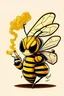 Placeholder: vector art, cartoonish style honeybee hybrid, smoking a cigar, illustration, white background