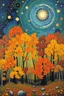 Placeholder: Chaos in Autumn; Post-Modern Celestial Pop Art with surreal elements; Gustav Klimt inspired painting.