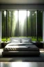 Placeholder: Huge king size bed with huge window view to forest. 8k. Wallpaper. Extremely detailed