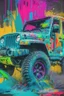 Placeholder: jeep on a terrain, graffiti art, splash art, street art, spray paint, oil gouache melting, acrylic, high contrast, colorful polychromatic, ultra detailed, ultra quality, CGSociety abstract art complementary colors fine details