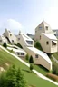 Placeholder: Multiple small buildings on a slope with an irregular quadrilateral shape