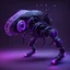 Placeholder: neon black and purple large and long worm-like robot with a 3D hexagon for a head