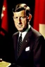 Placeholder: President John F. Kennedy painted as a womanizer many girlfriends with 6 arms like cockroach with many heads