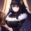 Placeholder: Clear focus,High resolution,8k, Beatiful Lighting, black short fluffy hair, long fluffy bangs, purple eyes, wearing a goddess outfit, extreme close up