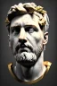 Placeholder: Ultra Realistic image, Roman sculpture bust, clean white marble material, Lionel Messi, gold Laurel leaves wreath, renaissance ornaments, one gold star, blue sky background, cinematic lighting, god light, 4k resolution, smooth details, ornate details, soft lighting, unreal engine 5, art station, substance 3d, art concept.