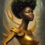 Placeholder: sango fantasy, fantasy magic, intricate, sharp focus, illustration, highly detailed, digital painting, concept art, matte, masterpiece head sexy view black African beauty black afro hair space lady yellow carp skin African space night