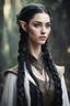 Placeholder: beautiful elven girl, with long black braid, dressed in diplomatic attire