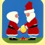 Placeholder: Creepy folk people eating eggshell with alien santa