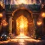 Placeholder: The entrance portal to a magic market with magic light rays and smoke and sparks. Epic. Dramatic, highly detailed, digital painting, masterpiece