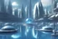 Placeholder: ville extraterrestre futuriste, great white and blue facette cristal dome, vaisseaux spatiaux, small lac, 4k, hyperréaliste