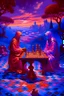 Placeholder: A valley of devine light and wisdom where two spirits in whyte robes play chess which are not actually chess but all humankind fates. All in purple/pink/peach colors