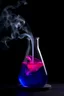 Placeholder: Flask with colour and much smoke and solution with black background