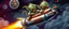 Placeholder: hairy macho gremlin octopus aliens living in a hi tech marvellous hot dog art graphics and gems on rocket with a mounted sling shot mega harpoon, heading for venus , background motion blur and smoke swirls, and cheeky slug