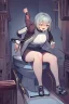 Placeholder: anime girl sitting on the toilet, furiously pushing out a poop.