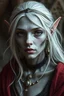 Placeholder: grey skinned female elf with platinum hair