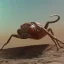 Placeholder: Strange mantid insect looking at you with disdain, background is Mars surface