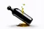 Placeholder: a plastic motor oil bottle floating while tipped over and pouring out oil. white background, Smooth vector