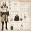 Placeholder: character concept sheet with AD&D statistics and characteristics, [illustration by Pan's Labyrinth (2006)] a ranger: her leather bracelets and corset, like a second skin of dark magic Her pale skin and white hair shimmered like moonlight. Clad in a white tunic, brown pants, and a leather belt with mysterious pouches, she stands, her silver dagger in hand.