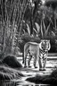 Placeholder: Black and white clear image of riyal bengal tigers in Sunderban forest