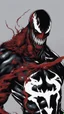 Placeholder: Venom symbiote with kratos Beard and red tattoos and Clothes, holding blade of choice