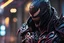 Placeholder: Venom Shredder in 8k solo leveling shadow artstyle, reaper them, close picture, rain, Shredder helmet, neon lights, intricate details, highly detailed, high details, detailed portrait, masterpiece,ultra detailed, ultra quality